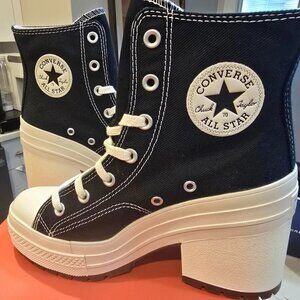Converse Chuck 70 De Luxe Heel Hi Platform Shoes Women's 6.5 Black White NEW